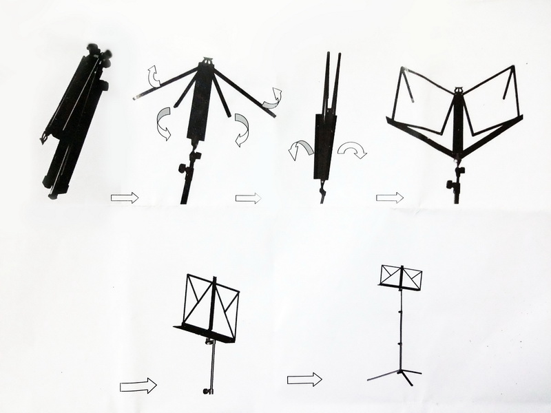 atril partituras plegable regulable. metal alt.max.115-131 min.46-61 (10eu.) 6u